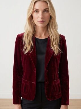 Susan Lewis Burgundy Fully Lined Velvet Blazer Size Large